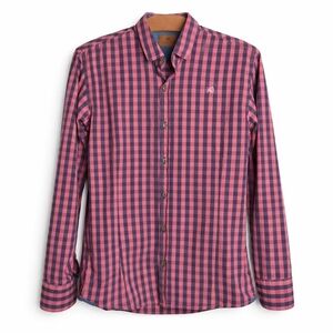 Key Biscayne Pink Navy Gingham Button Down Shirt Men’s Small Cotton Crab Logo